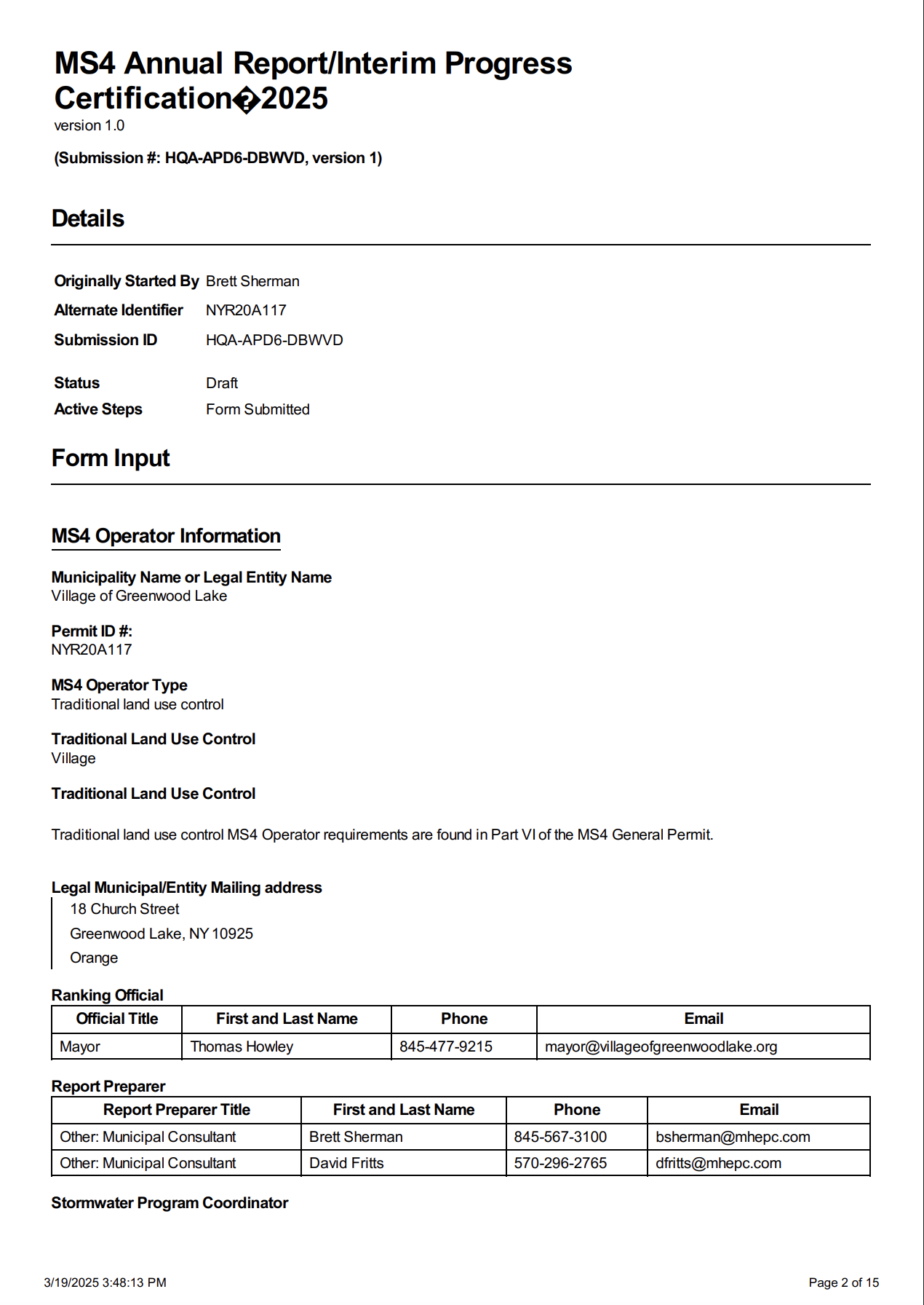 Interim Progress Certification